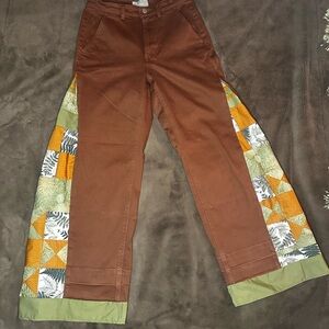 Handmade Womens Brown Patchwork Pants